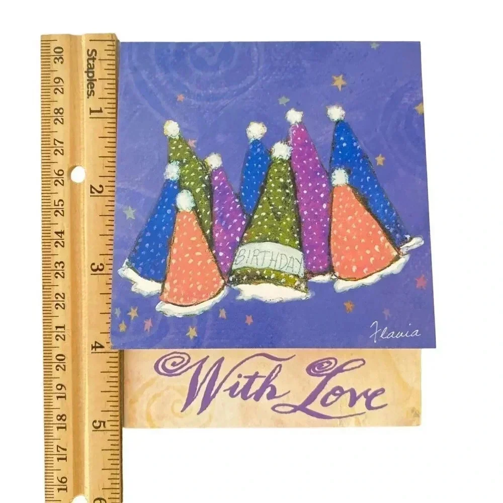 CELEBRATE 6/PK Leanin' Tree‎ Greeting Cards Party Hats Flavia Weedn NOS Vintage